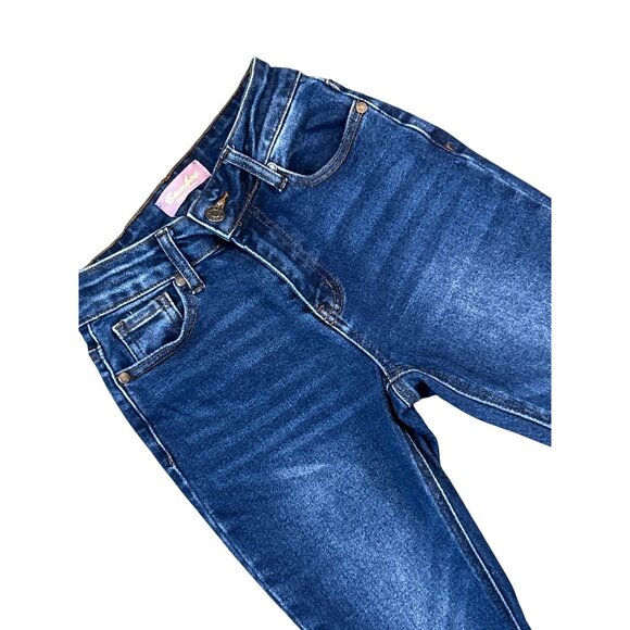 (5 for $25) Bamboo High Rise Skinny Jeans with Frayed Hem in Dark Wash Size 1 - Picture 4 of 5